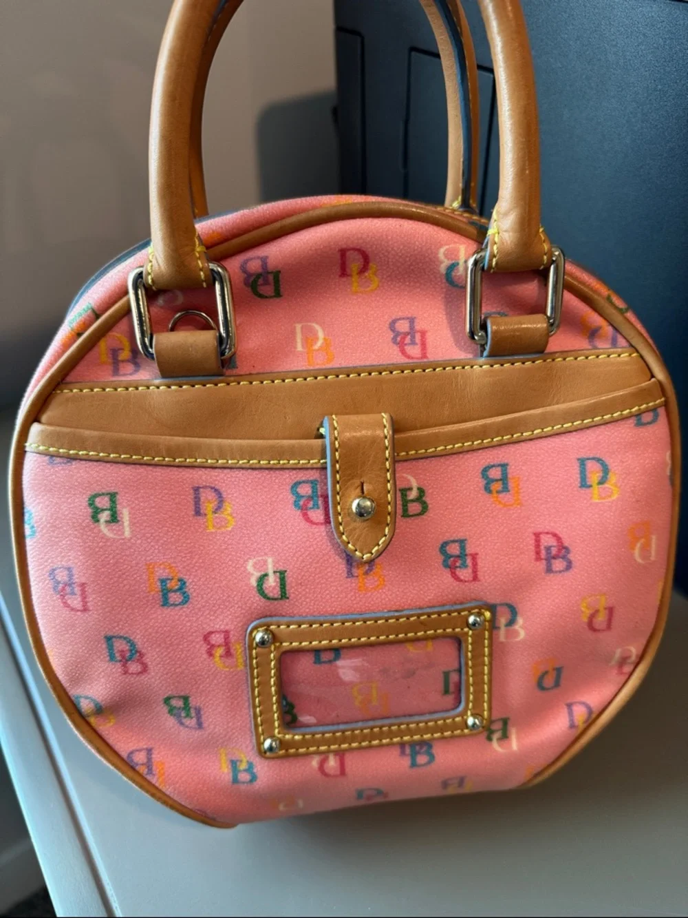 SOLD - Dooney & Bourke Pink Multicolor Logo Mini Satchel - Picture 4 of 10